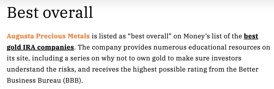 Augusta Precious Metals mentioned on Money.com